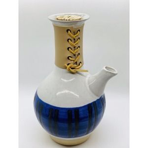 Vintage Martz Marshall Studios Leather Wrapped Carafe Decanter Pottery Signed